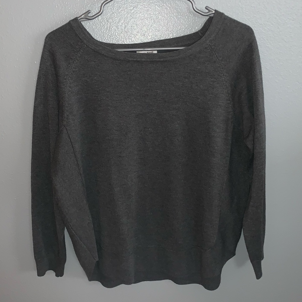 ANNA ROSE | Gray Top with Wide Neck